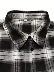  Plaid Print Long Sleeve Button Up Shirt Top