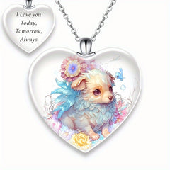 Puppy Crystal Pendant Necklace for Women Girls Children