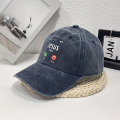 JESUS CALL Washed Denim Baseball Cap For Men And Women