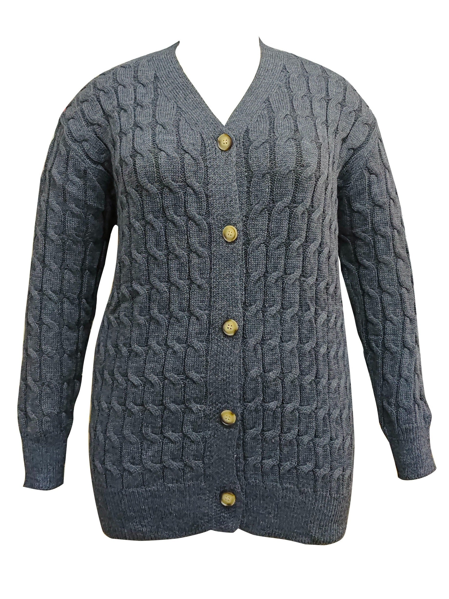  Solid Cable Button Up Cardigan