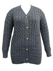  Solid Cable Button Up Cardigan