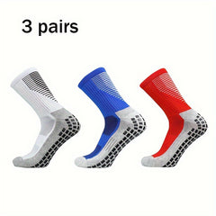 3 Pairs Non Slip Football Socks for Men Sport Socks Running Basketball Crew