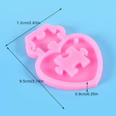 Heart Puzzle Key Chain Silicone Mold Valentine's Heart Resin Mold