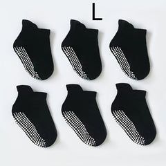6 Pairs Boy's Non Slip Socks Cotton Blend Bottom Rubber Dot Soft Socks