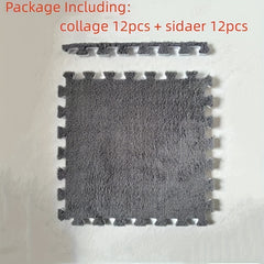 12pcs Plush Puzzle Foam Floor Mat Interlocking Soft Climbing Carpet