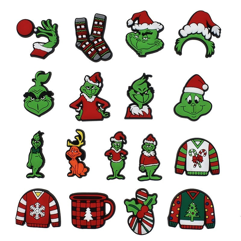 Christmas Pattern Charms For Clogs PVC Bubble Slides Sandals Decorations