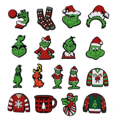Christmas Pattern Charms For Clogs PVC Bubble Slides Sandals Decorations