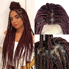 Triangle Braided Wigs Full Double Lace Box Straight Wigs