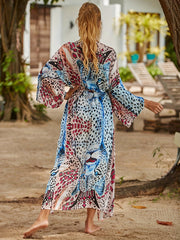  Wild Animal Print Bat Sleeve Cover Up Robe