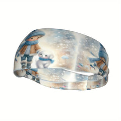 Winter Themed Unisex Sports Headband Snowy Design