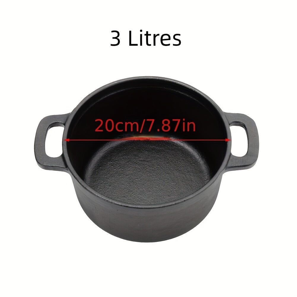 Cast Iron Casserole Dutch Oven Grill Pan Soup Pot With Lid