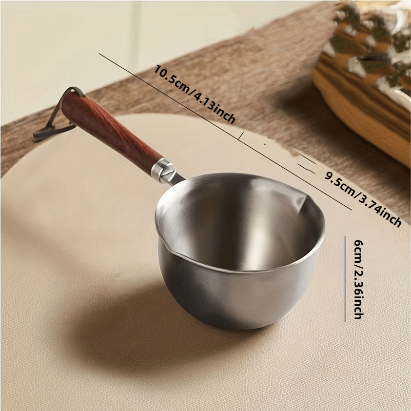 304 Stainless Steel Pot Wooden Handle Heater Condiments Sauce Pot