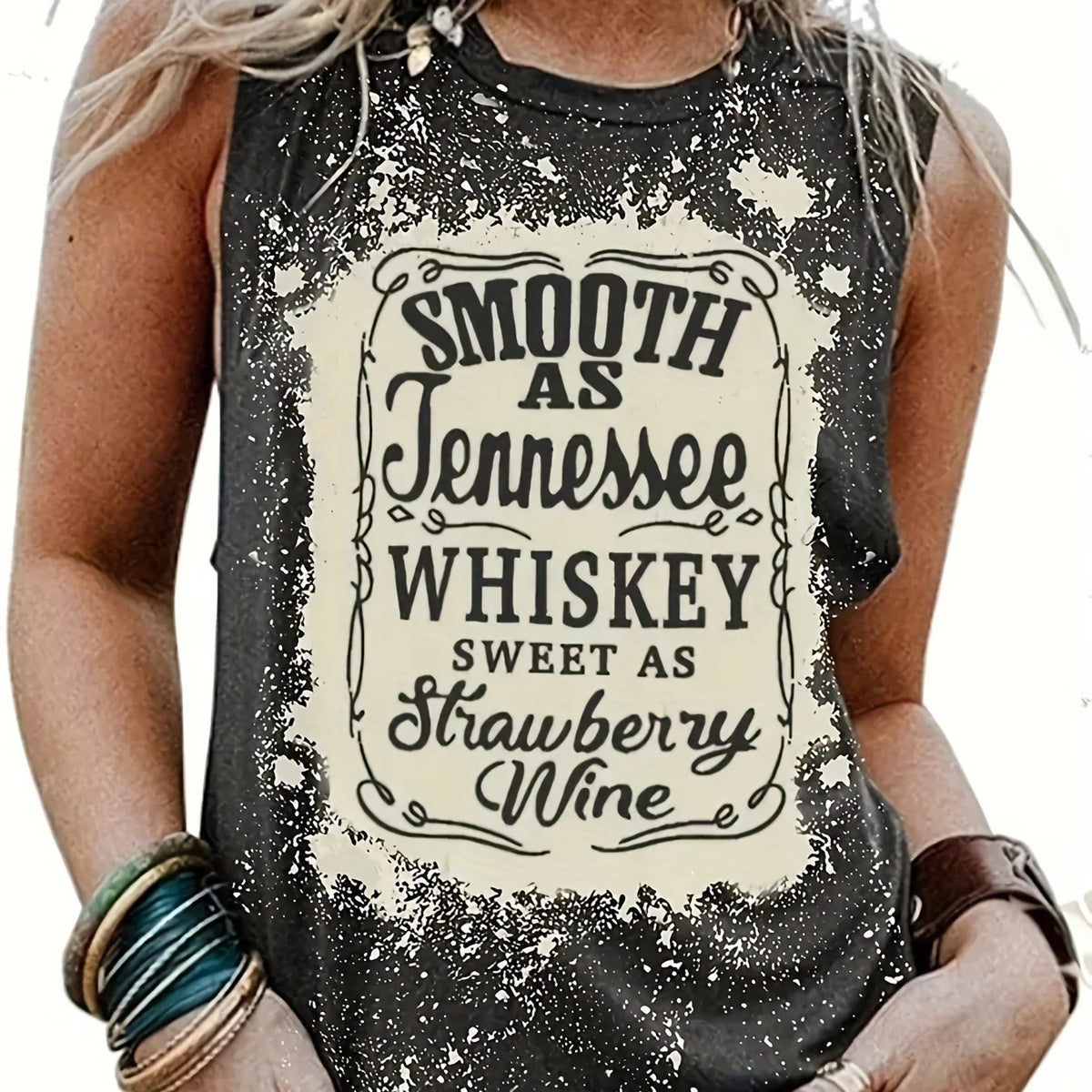 Letter Print Crew Neck Tank Top Women's Sleeveless Casual Summer Top