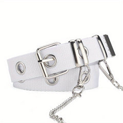 Punk Style Canvas Belt Unisex Chain Belt Hip Hop Jeans Belt