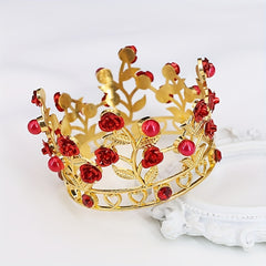 Children's Alloy Round Leaf Rose Flower Crown Headdress
