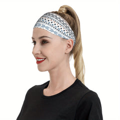 Men's Boho Vintage Headband Non Slip Hairband Soft Pastel Beige Peach Gray
