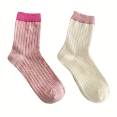 Colorblock Crew Socks Breathable Mid Tube Stockings