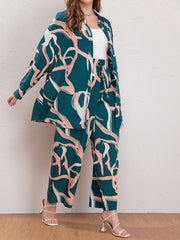  Graffiti Print Long Sleeve Shirt & Pants Set