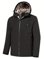 Men's Warm Fleece Hooded Jacket Zip Up Coat for Fall Winter Outdoor