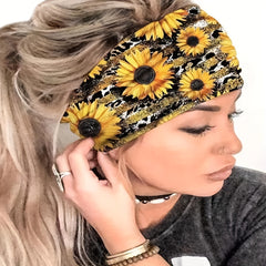 Sunflower Headband Boho Hair Band Sports Sweatband Hippie Style Hair Accessories