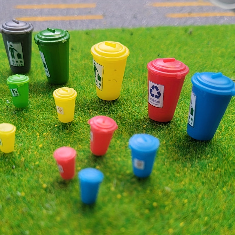 5pcs Street Trash Can DIY Material Rubbish Bin Mini Trash Can Simulation