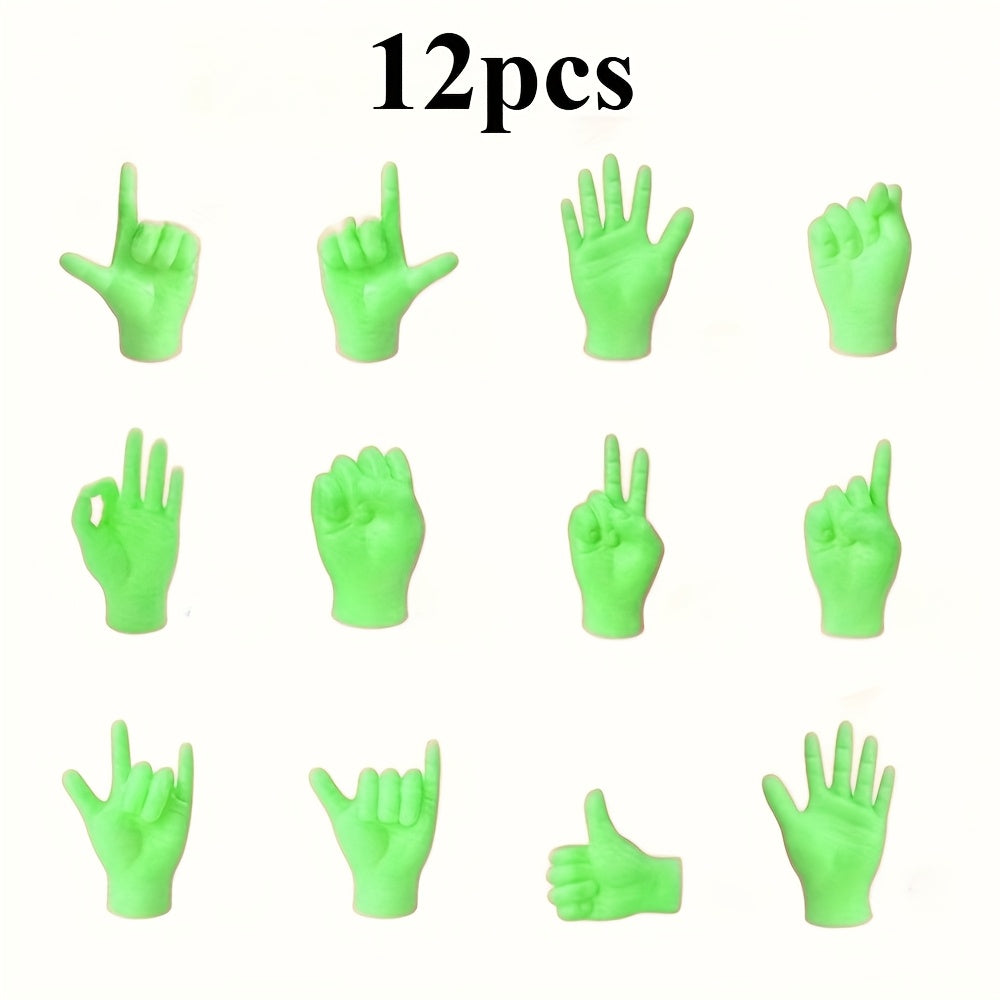 12pcs Mini Finger Hands Fluorescent Puppet Hands for DIY Crafts Pranks