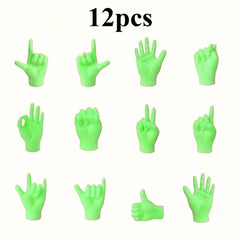 12pcs Mini Finger Hands Fluorescent Puppet Hands for DIY Crafts Pranks