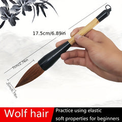 Calligraphy Brush Set Wolf Hair Panda Ink Painting Wood Handle