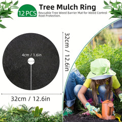 12pcs Reusable Tree Protection Mat Anti Grass Cover for Weed Control