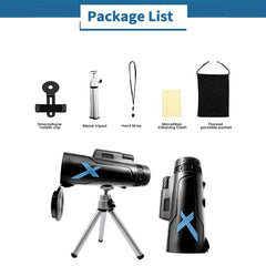 12x50 HD Monocular Telescope with Tripod and Phone Clip