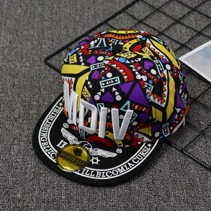 MDIV Embroidery Snapback Hat Hip Hop Graffiti Print Baseball Cap Unisex