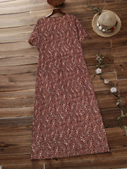  Short Sleeve Nipped Waist Maxi Dress