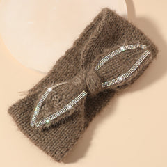 Rhinestone Woven Hair Band Headband Solid Crochet Hair Accessory