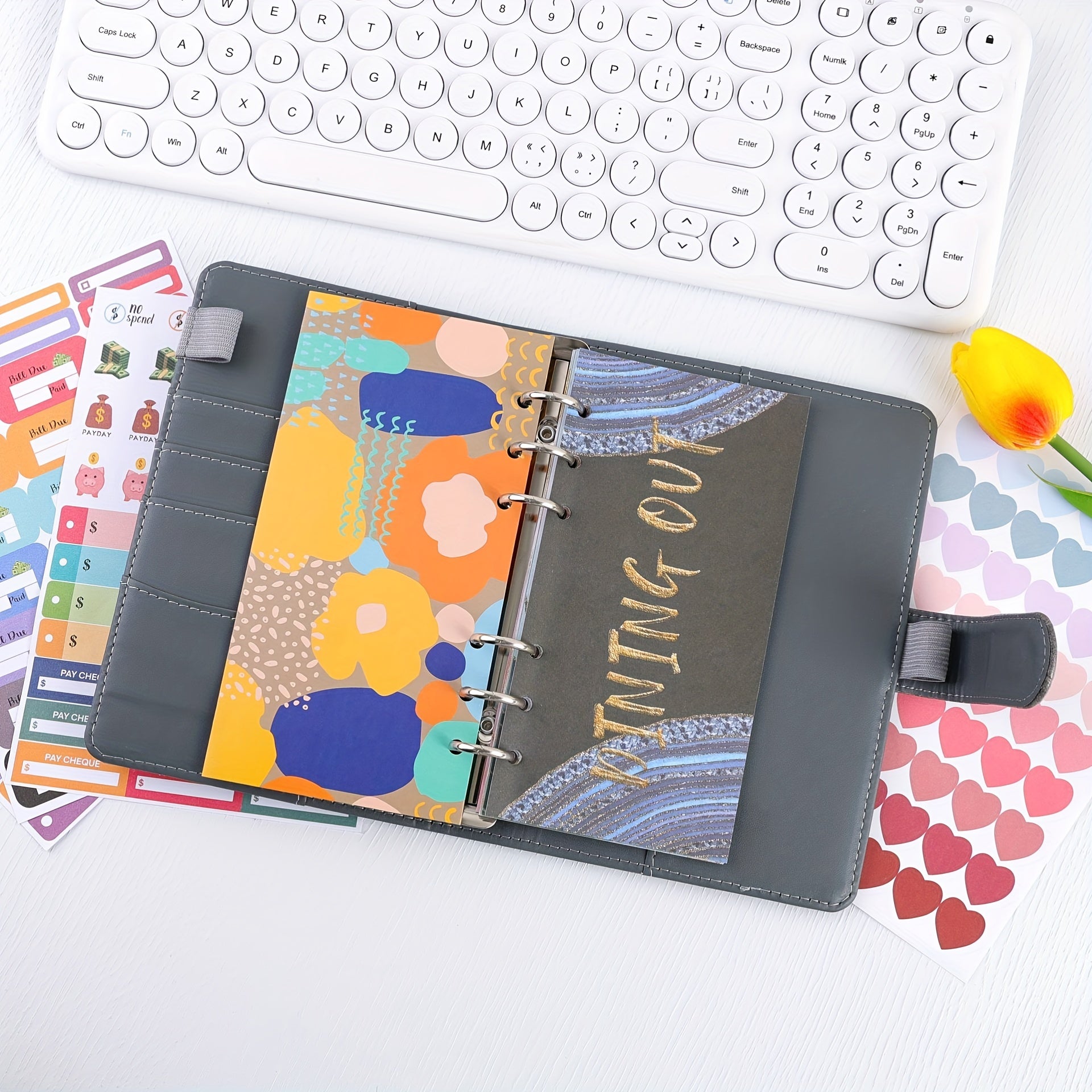 Budget Binder with Zipper Envelopes PU Leather Organizer