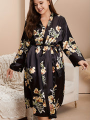  Nightgown Women's Floral Print Robe Long Sleeve