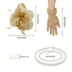 Fascinator Hats Women Tea Party Hats Gloves Set