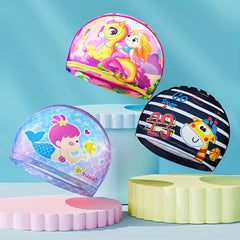 Kids Cartoon Waterproof Swimming Cap Mermaid Duck Deer Ear Protection