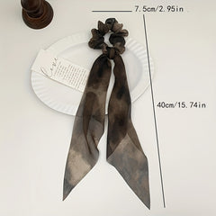 Smudged Ribbon Hair Tied Bun Ponytail Braided Rope Bow Scrunchie Accessories