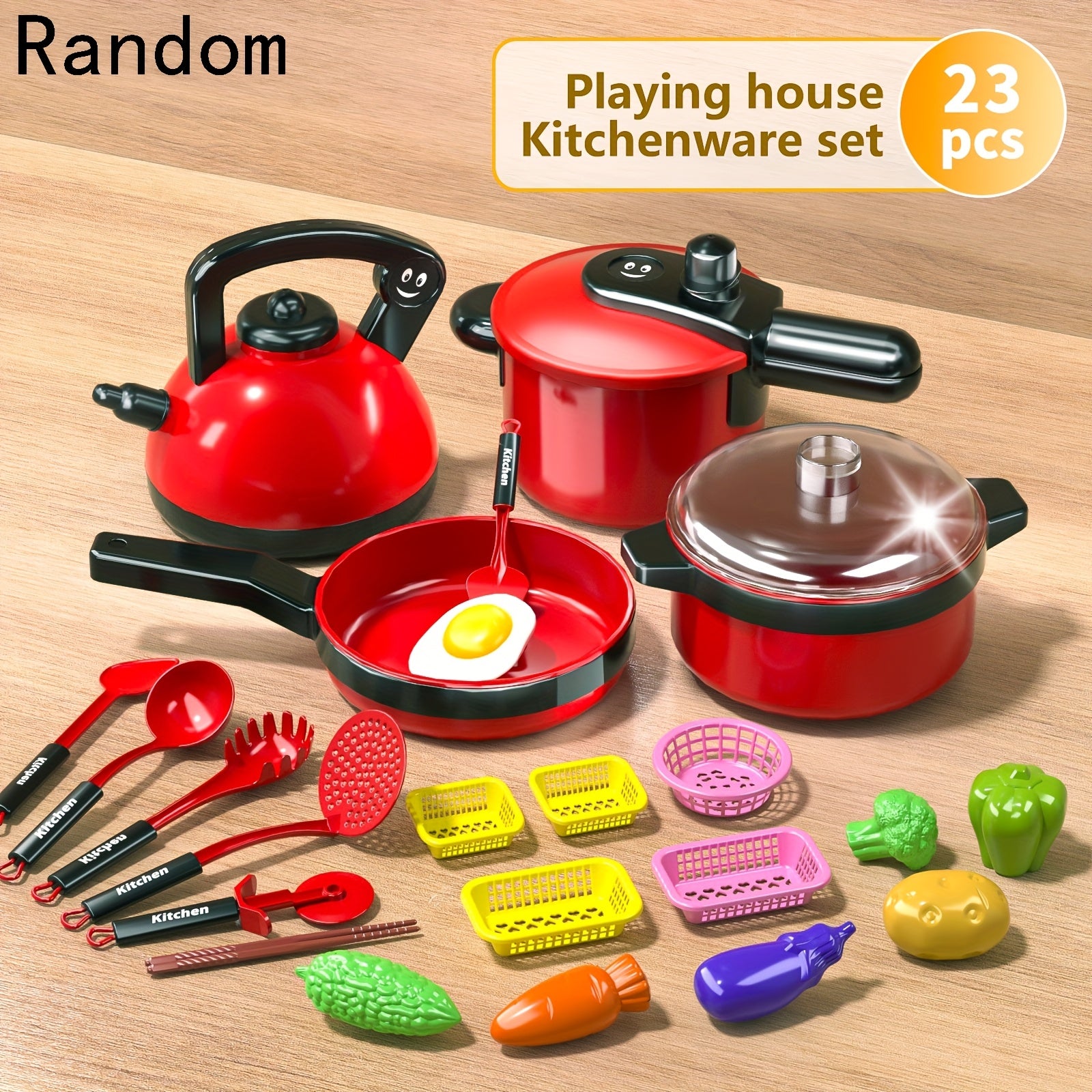Kids Pretend Kitchen Set with Realistic Food and Vegetable Toys
