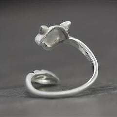 Vintage Raccoon Open Ring Silver Plated
