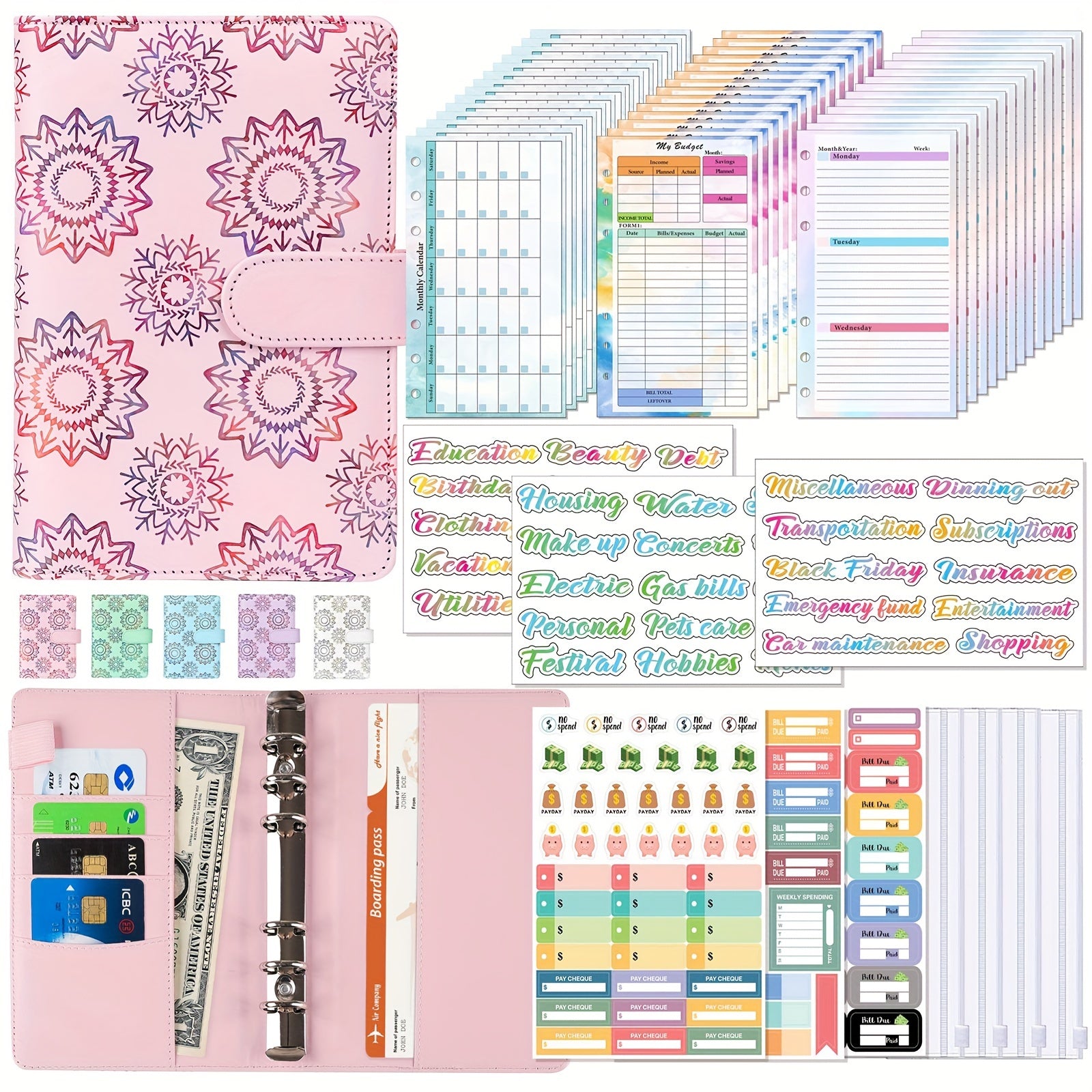 82pcs A6 Budget Binder Budget Book Week Month Planner Loose leaf Notepad