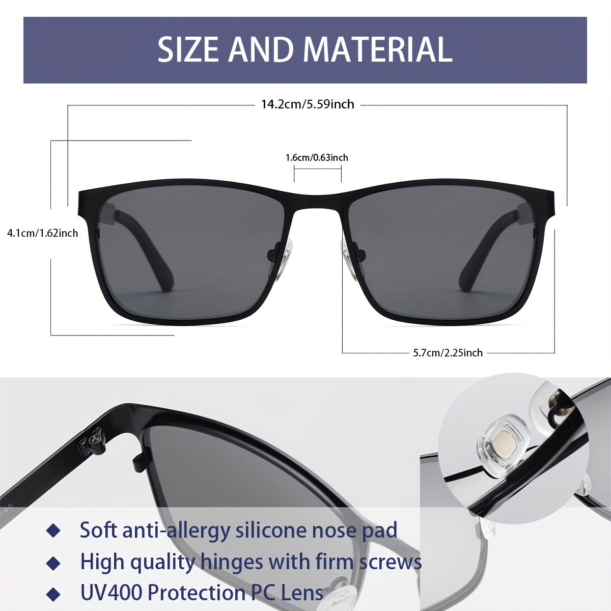 OUWEN Polarized Aviator Sunglasses Men Night Vision Driving Glasses VF2204