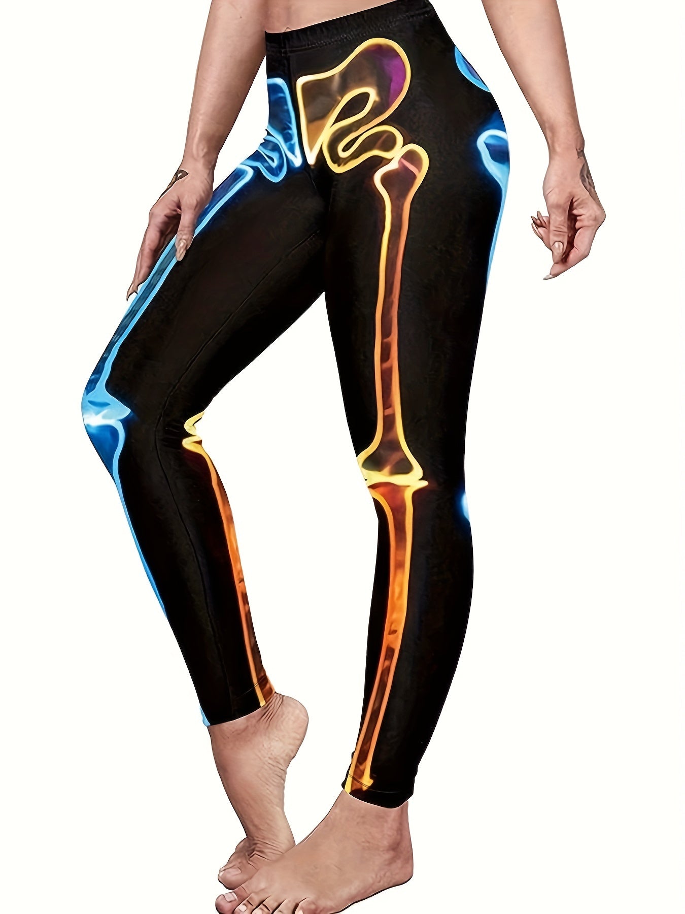  Skeleton Print Halloween Leggings
