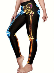  Skeleton Print Halloween Leggings