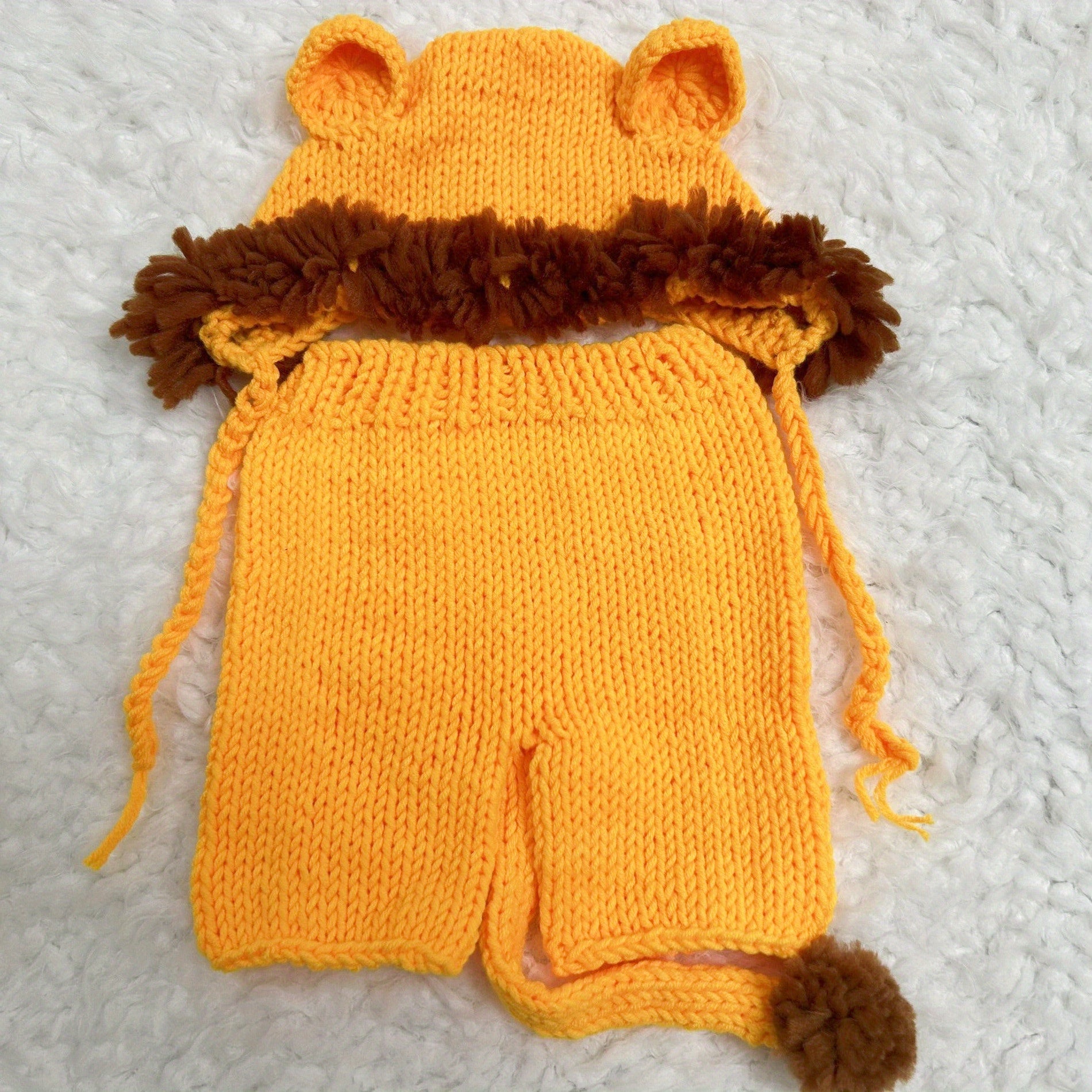 Newborn Baby Lion Hat Photography Props Knitted Hat Pant Suit Infant Costume