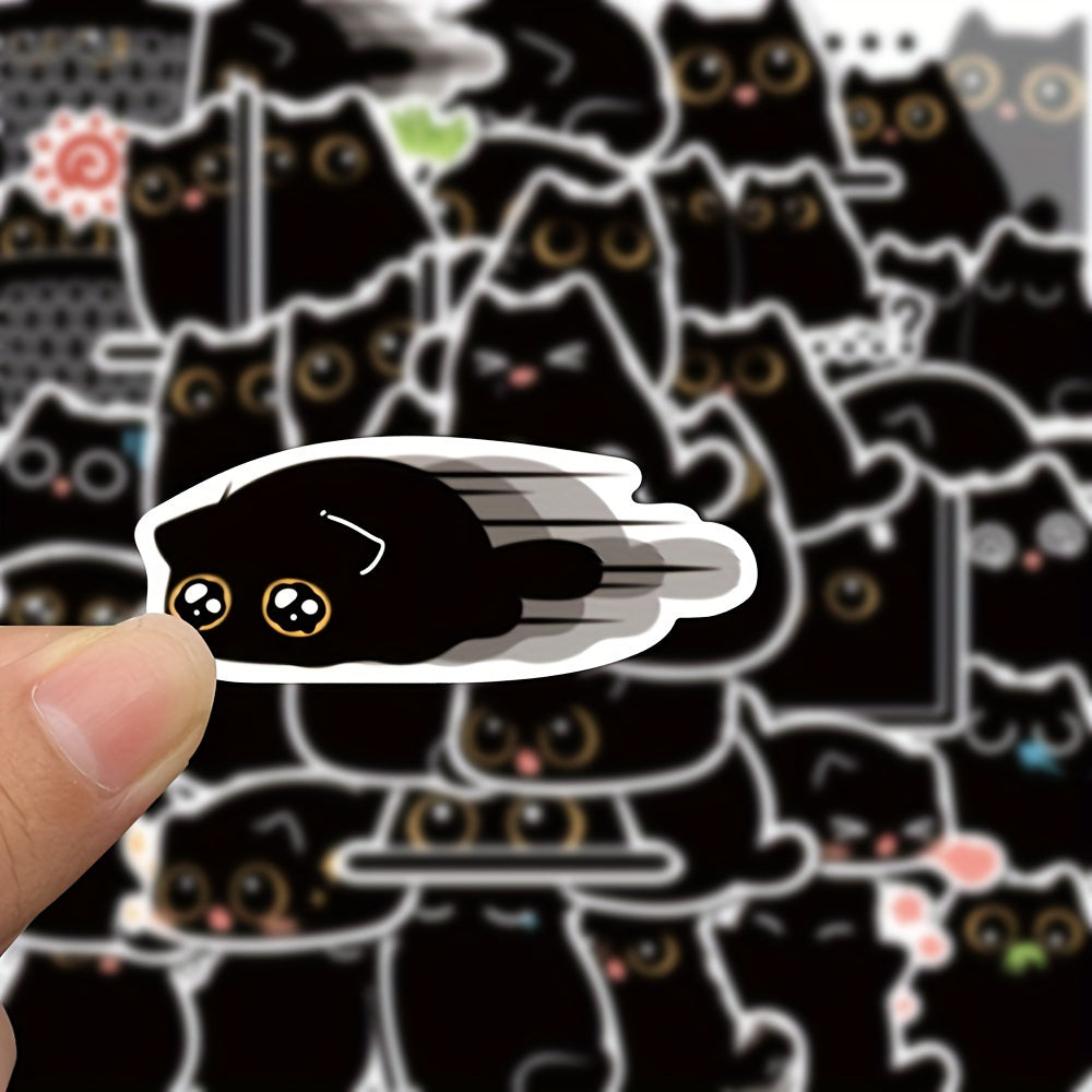 40pcs Cartoon Cat Waterproof Stickers with Playful Expressions