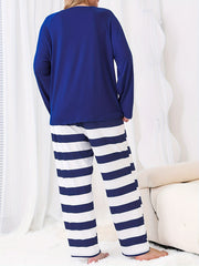  Anchor & Stripe Print Tee & Pants Pajamas Set