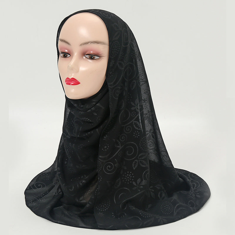 Embossed Cashew Flower Bandana Solid Headscarf