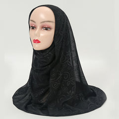 Embossed Cashew Flower Bandana Solid Headscarf
