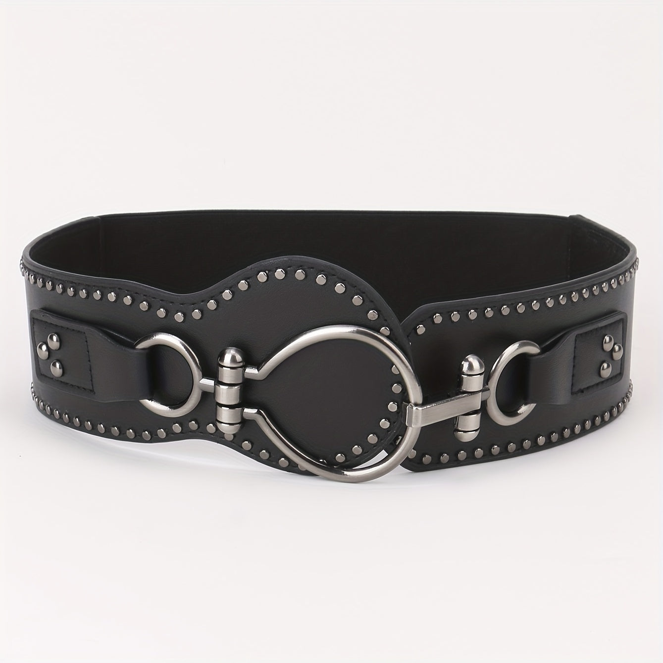 Punk Wide Belt Rivet Decor PU Leather Waistband For Women